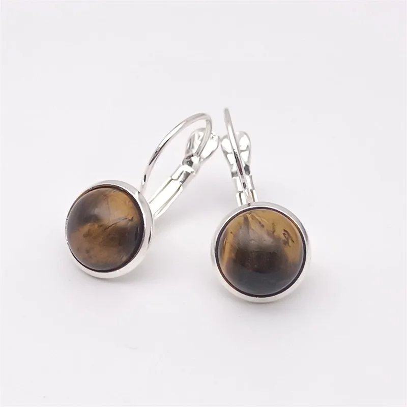 10MM 12mm Tiger Eye Stone Earrings Environmental Protection Charms Earring for Women Fashion Jewelry