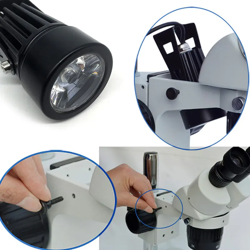 Imagem -06 - Zoom Microscópio Estéreo Iluminação Suplementar Lâmpada Superior Fonte de Luz Led Microscópio Acessórios