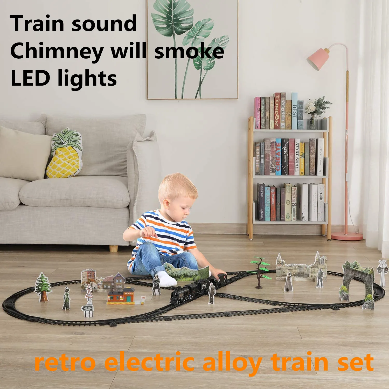 Simulation Electric Track Train Set Metal Alloy Train  Classical Model Toy High-Speed Rail Train  With Smokes/ Lights / Sound