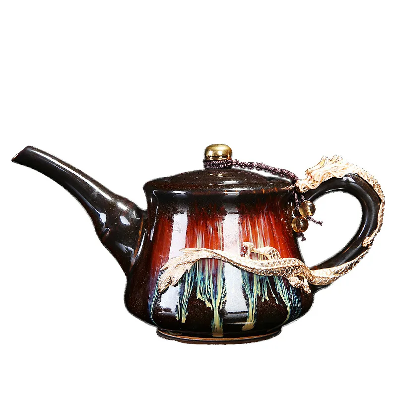 

Teapot ceramic home retro hand pot Kungfu single pot kiln change silver can raise tea with tea maker