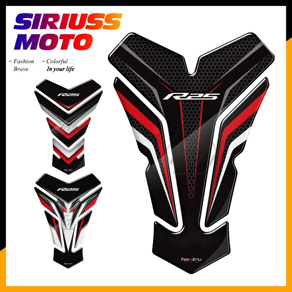 

3D Resin Motorcycle Tank Pad Protector Sticker Case for Yamaha YZF-R25 R25 Tankpad