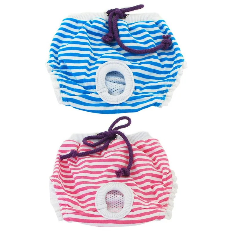 Striped Washable Dog Physiological Pants Female Dog Diapers Shorts Soft Cotton Girl Dogs Pants Pets Underwear Sanitary Panties