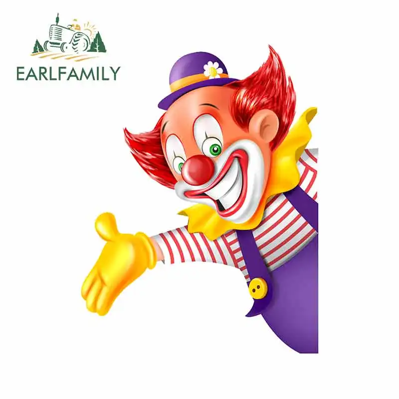 EARLFAMILY 13cm x 10cm Cartoon Circus Clown Decals Vinyl Window Bumper Trunk Car Stickers Creative Doodle Graphics