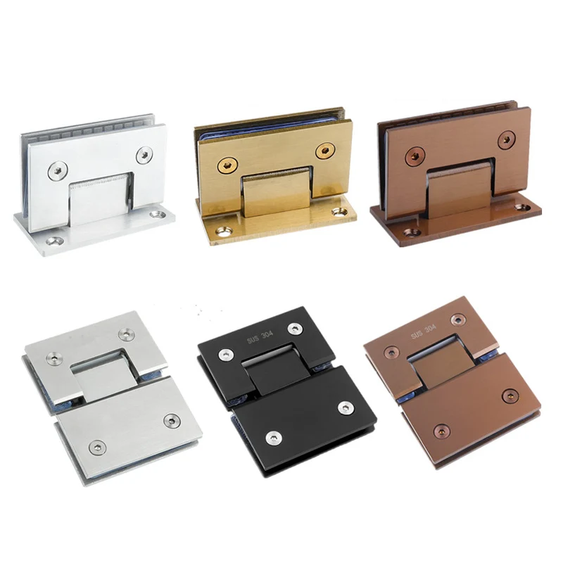 Glass Door Bathrooms Gold Stainless Steel 304 Wall Mount Black Glass Shower Door Hinge  (90 Degrees is open)