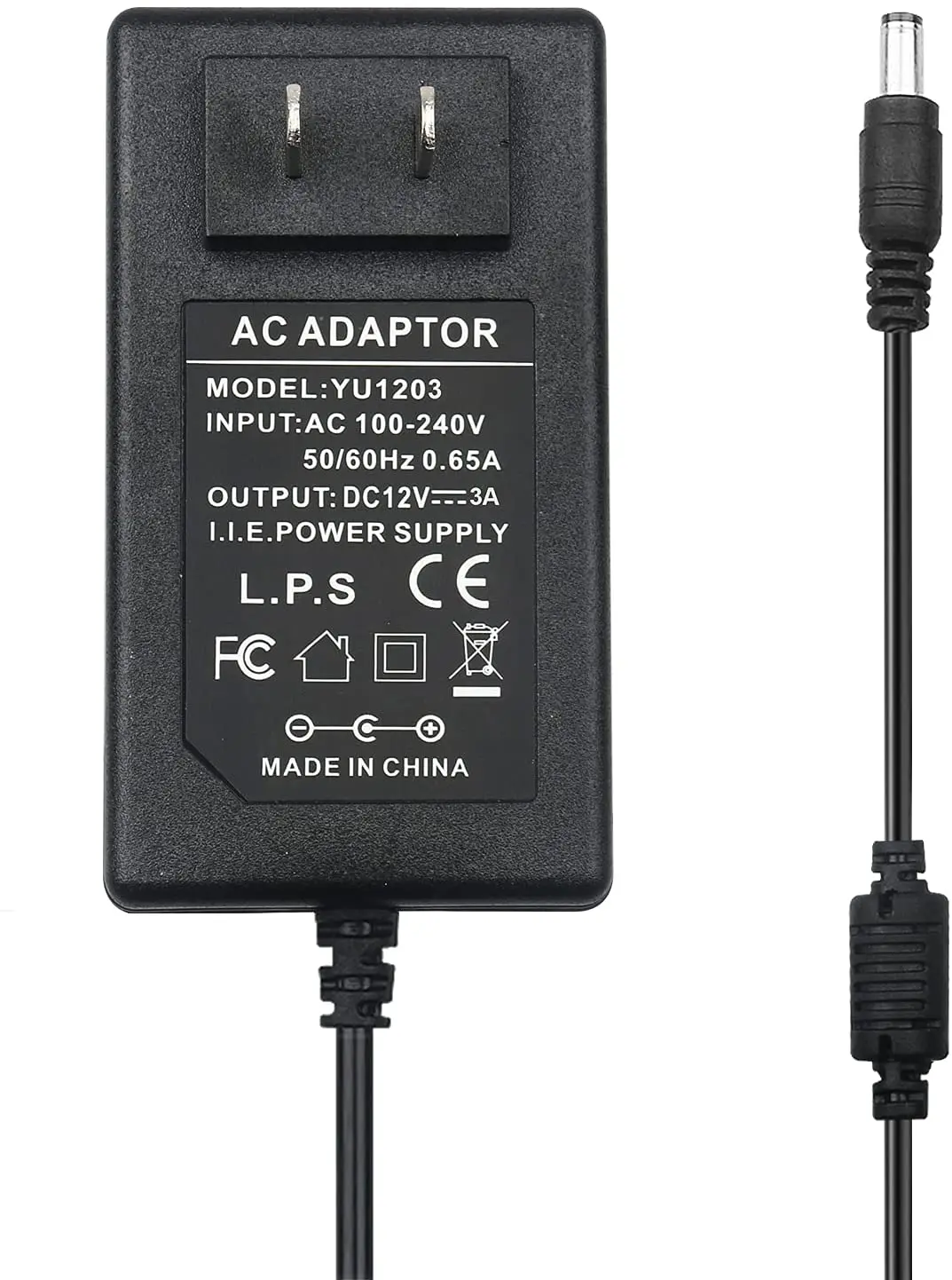 Adaptador de fuente de alimentación de 12V 3A, transformador de fuente de alimentación conmutada de 12V/3A para Surve de cámara de seguridad para el hogar, CA 100-240V a cc 12V 36W