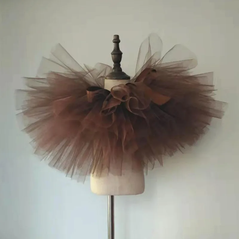 Fluffy Brown Deer Girl Tutu Skirt Birthday Costume Kids Reindeer Tulle Skirt for Halloween Carnival Children Outfit 1-14 Years