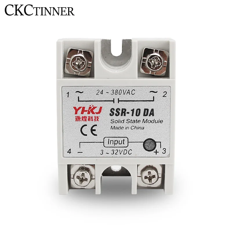 SSR-10DA SSR-25DA SSR-40DA 3-32VDC Input 24-380VAC Output DC To AC Single Phase Solid State Relay White Shell