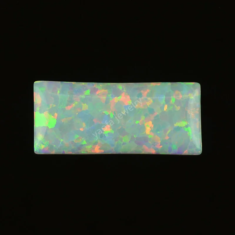 Opal Supplier OP17 White 2*4-4*6mm Rectangle Cabochon Flat back Loose Fire Opal Stone For Jewelry Making