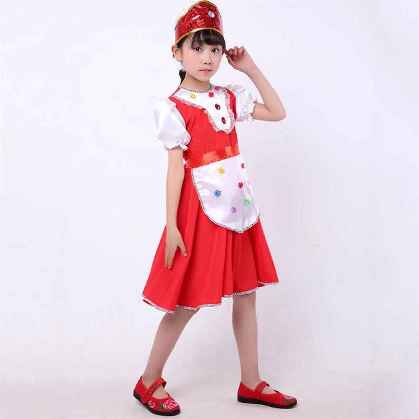 Russian National Costumes Modern Stage Boy Dance Costumes Children Princess Dress Girl Party Chinese Folk Dance Dress Festival