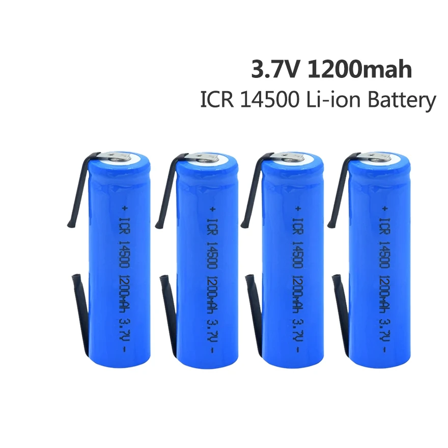 

New 14500 Battery 1200mah 3.7V Lithium Rechargeable Battery AA 14500 for Toothbrush Shaver Hair Clipper Cell With Welding Nickel