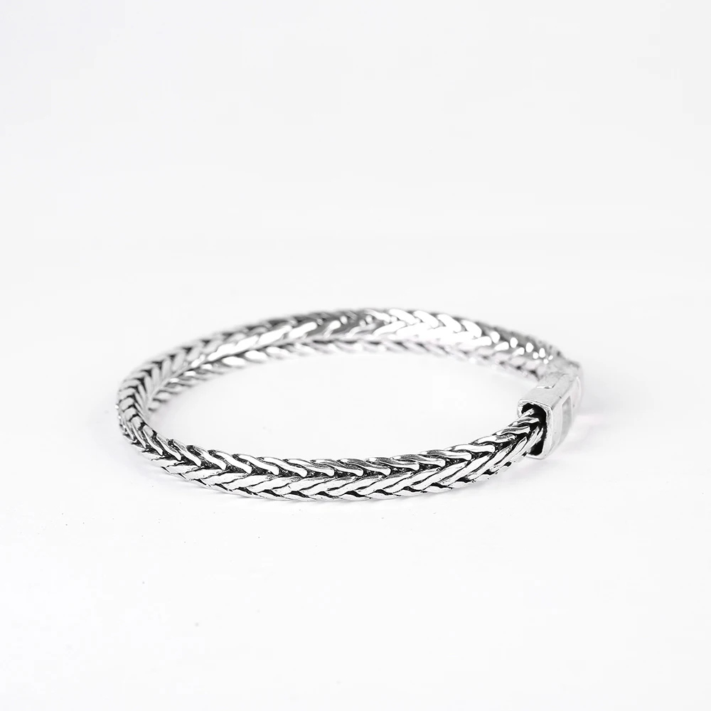 Fashion New Link Chain Ancient Silver color Bracelet Women Heavy 5MM Wide Mens Buddha Bangles 2020 Bicycle Chain Wristband