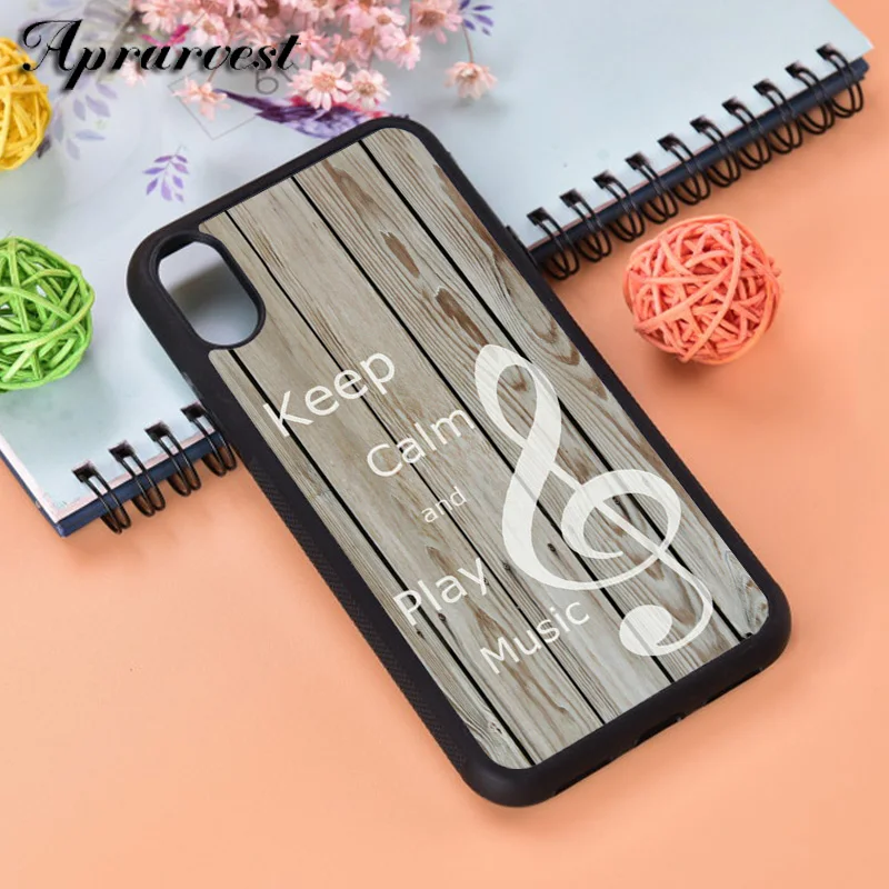 Aprarvest Wood Music Silicone Rubber Phone Case Cover For iPhone 6 6S 7 8 PLUS X XS XR 11 12 MINI PRO MAX