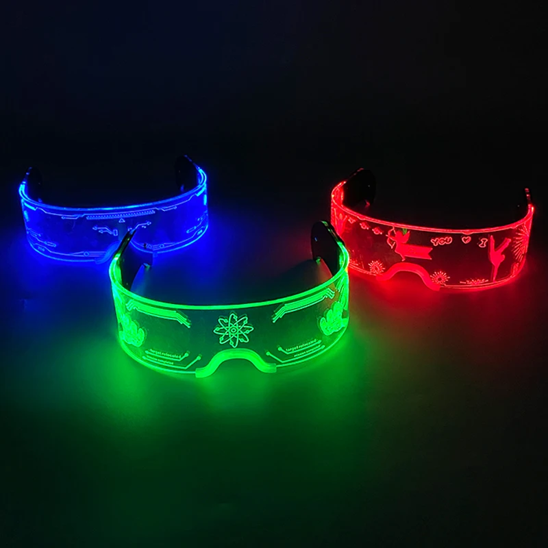 Fashion Luminous Decorative Glasses Neon Light Decoration LED Sunglasses For Nightclub DJ Dance Music Rave Costume Night