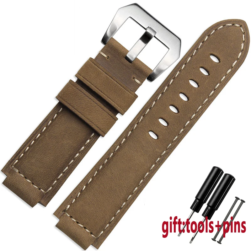 Crazy Horse Cowhide watchband For men\'s Timex T49859|T2N720|T2p141|T2n722|723|738|739 Strap with Screw rod tools