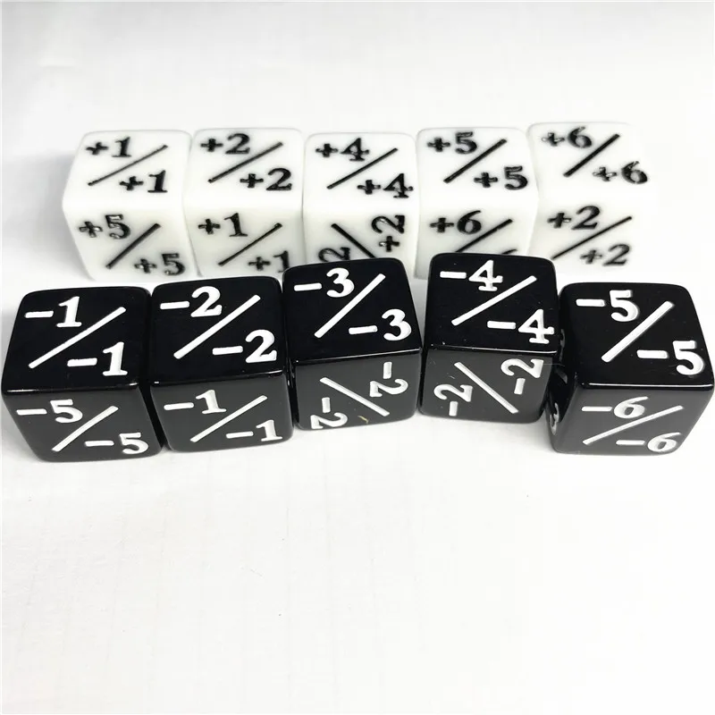 Adição e subtração para jogo de tabuleiro, acessório de jogo de tabuleiro para ensino de matemática com 10 tamanhos 16mm d6