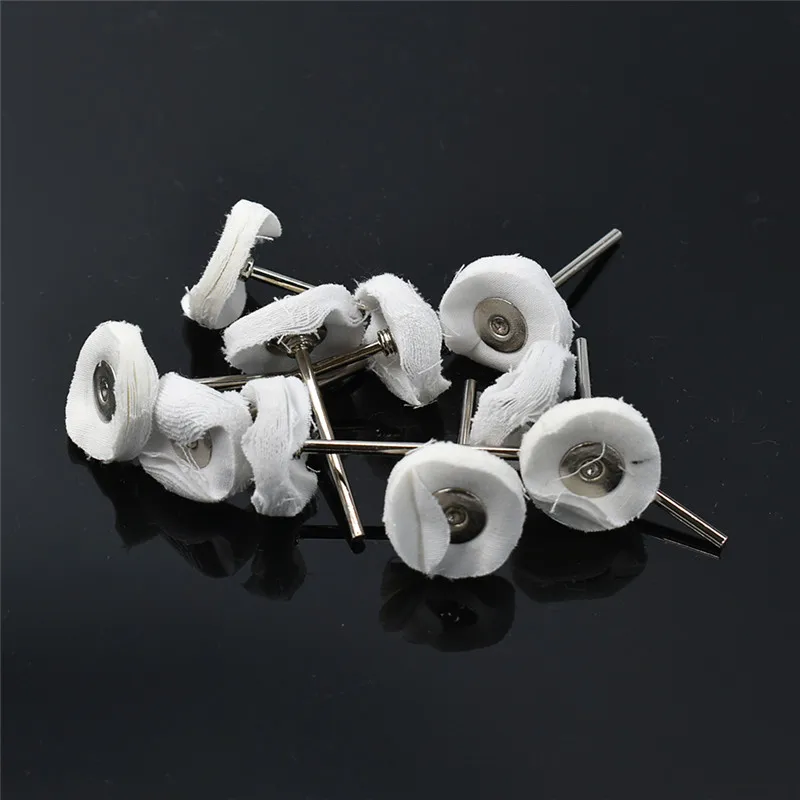 10pcs/bag Dental Polishing Wool Wheel Cloth Cotton Horse hair Teeth Polisher Prophy Brushes for Low Speed Straight Handpiece