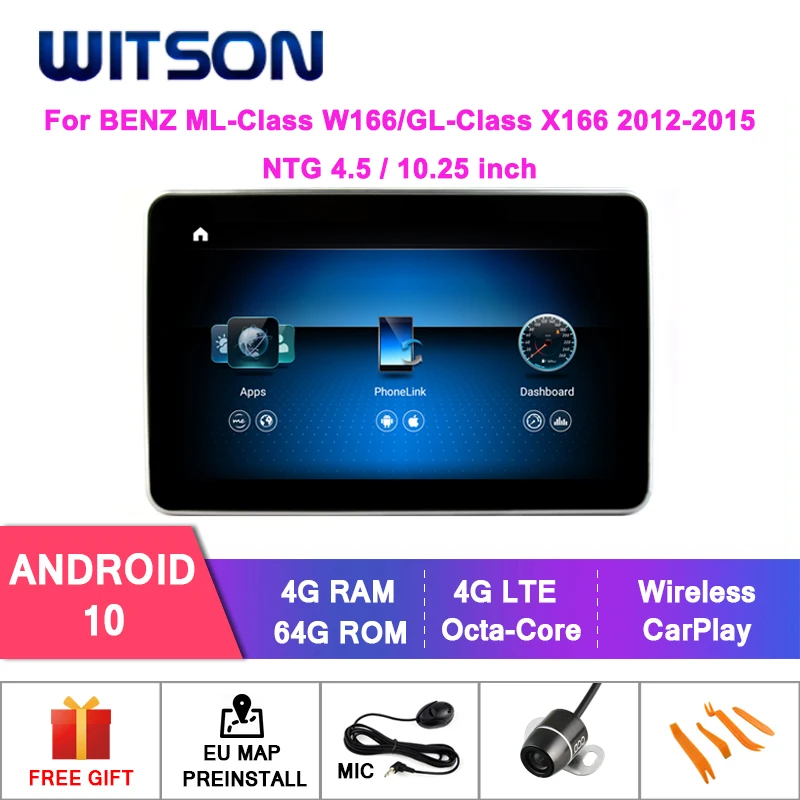 WITSON Android 10.0 4+64G 4G lte CAR MULTIMEDIA for MERCEDES-BENZ ML-Class W166/GL-Class X166 2012-2015 (NTG4.5)