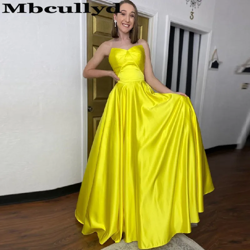 

Mbcullyd Bright Yellow Prom Dresses Long 2023 Elegant Sweetheart Evening Party Gowns With Pocket vestidos de fiesta de noche