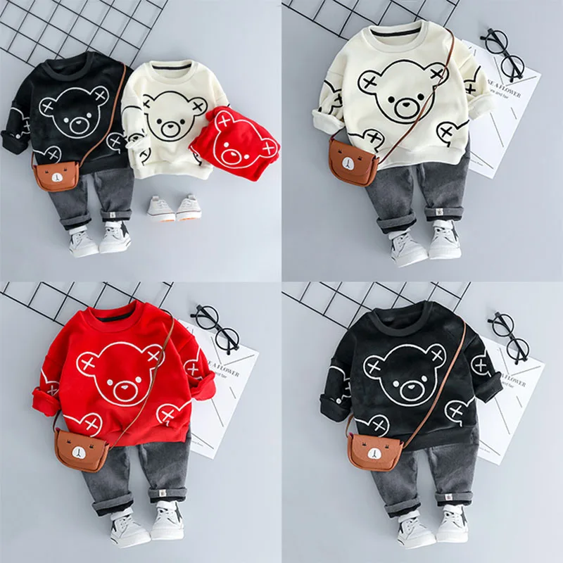 

Toddler Kids Baby Boy Clothes Set Cartoon Bear Hoodies Children Clothing Sweatshirts Outfit Sports Suit Girl Casual Outwear Sets