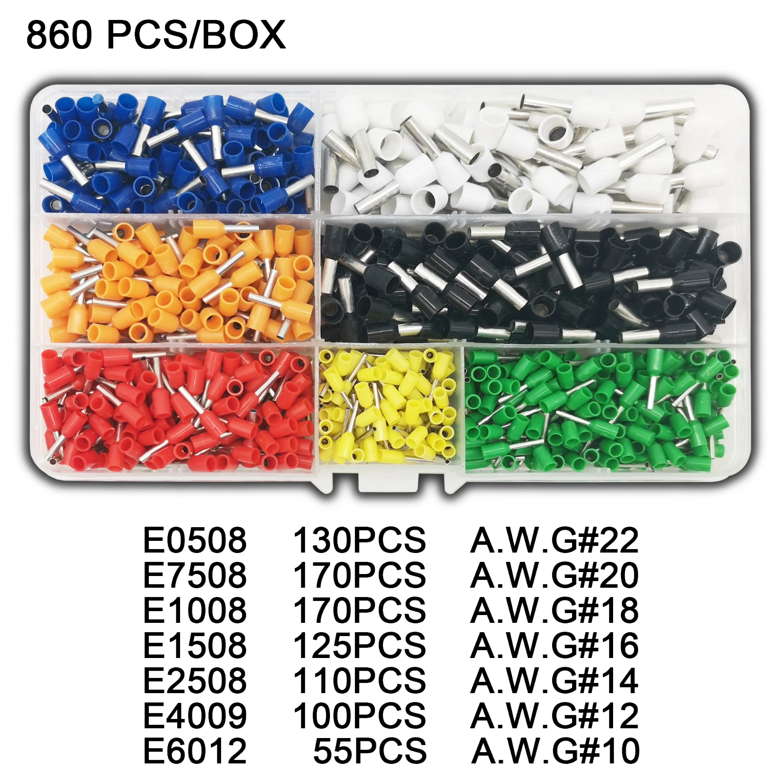 Tubular Terminal Verschiedene Stile Box-verpackt Elektrische Rohr Ferrule Terminal Isolierte Draht Stecker Crimpen Kit Set