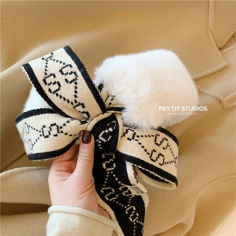 Women Winter Faux Rabbit Fur Collar Scarf Coat Fur Hat Collar Luxury Elegant Fur Scarves Kawaii Warm Neck Warmers Shawl