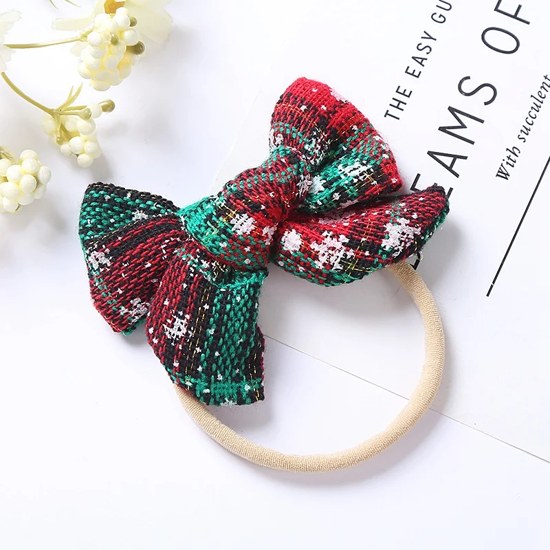 Cute Baby Girls Headband Knitted Bow Nylon Headbands Christmas Hairbands For Children Girls Hair Band Newborn Haar Accessories