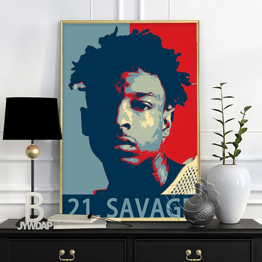 Abstract Colourful 21 Savage Singer Star RIP Poster Wall Art Picture Posters and Prints Canvas Painting Living Room Home Decor