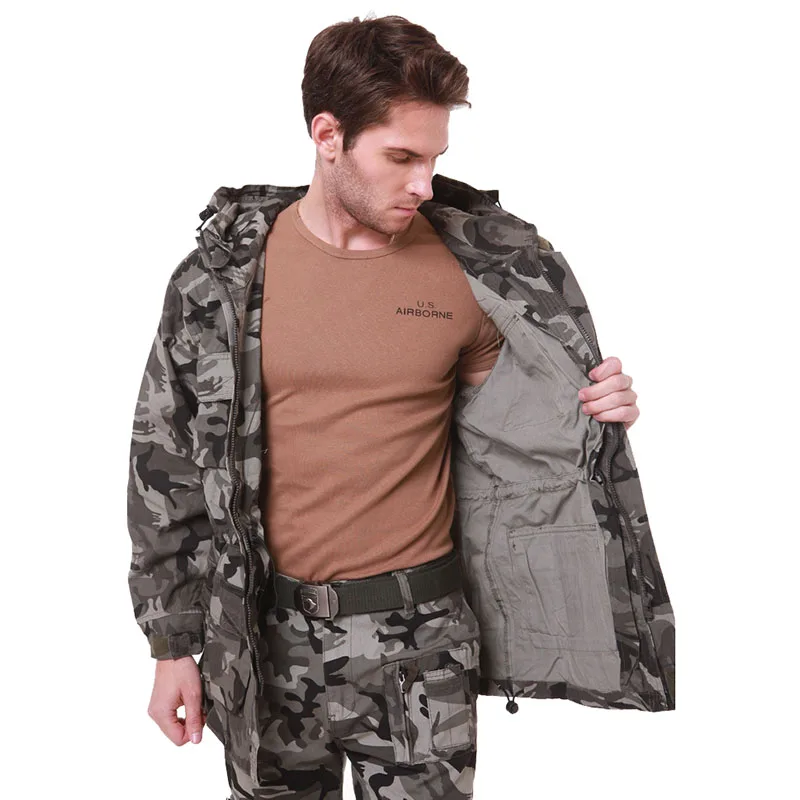 Hunting Uniform Men\'s M65 Trench Coat Male Solid Camouflage Wadded 101st Airborne Force Tactical Jacket Coat Men Clothing