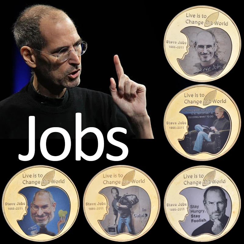 

Набор золотых монет Steve Jobs с держателем для монет US Challenge, оригинальные металлические монеты, индивидуальный подарок, Прямая поставка