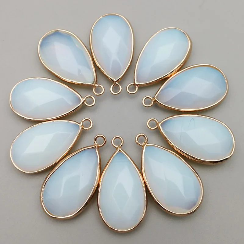 

Fashion 12pcs opal section stone pendant Charm water drop opalite for Necklace Connector Jewelry Making wholesale