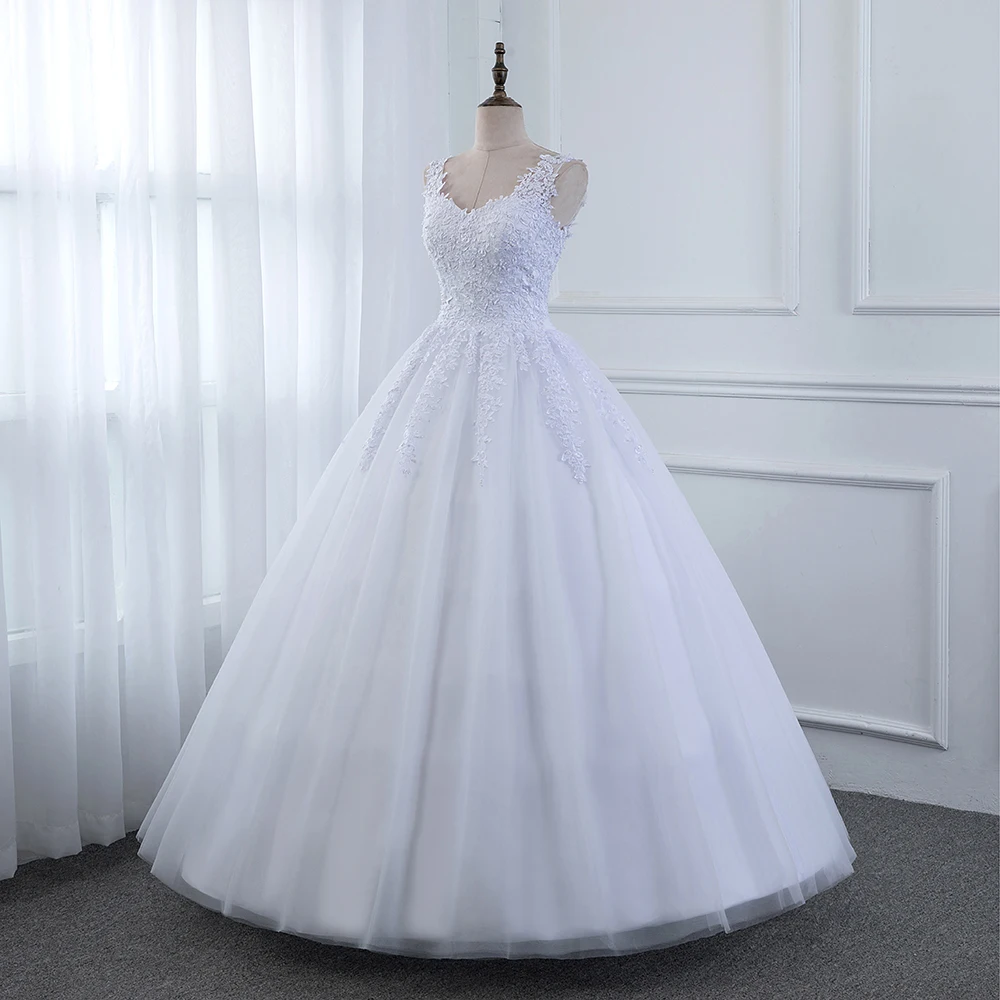 Elegant Ball Gown Beaded Wedding Dresses Appliques Pearls Bride Marriage Dress Lace-UP Customized Women Formal Party Clothing