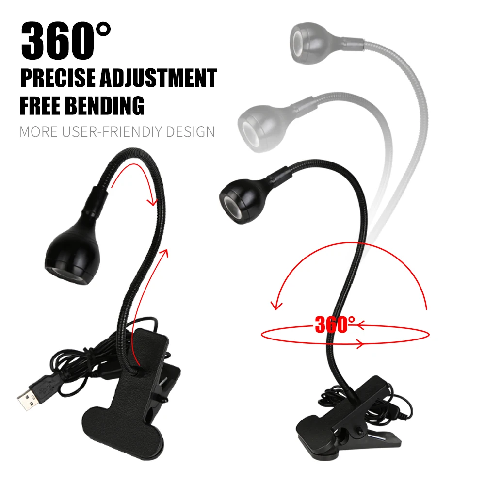 USB Led Desk Light Mini Clip-On White Light Portable Small Table Lamp with Switch Home Use Table Lamp Free Bending
