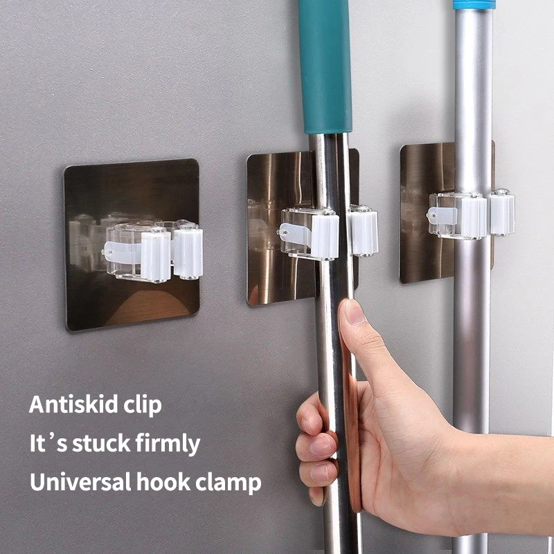 

Adhesive Multi-Purpose Hooks Wall Mounted Mop Organizer Holder RackBrush Broom Hanger Hook Kitchen bathroom Strong Hooks