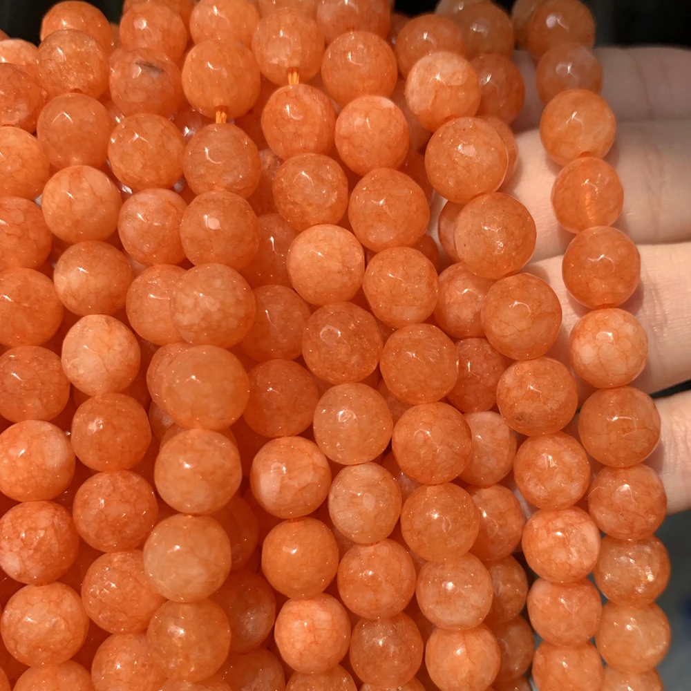 4/6/8/10/12mm Natural Faceted Orange Jades Chalcedony Stone Beads Round Loose Beads for Jewelry Making Bracelets 15\