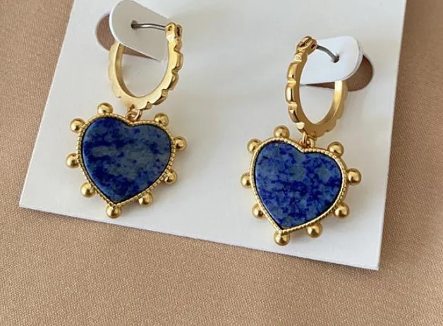 luxurytreasury lapis lazuli  heart earrings jewelry ,high quality,girls,fasion woman,accessory,whole sell