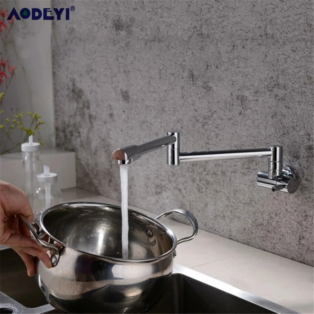 Wall Mounted Kitchen Faucets Brass Pot Filler Taps Swivel Folding Retractable Rotary Stretch Basin Faucet Sink Tap