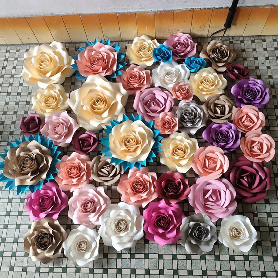 

45 wedding handmade three-dimensional flower wall finished flower wall decorative paper flowers party room with flowers