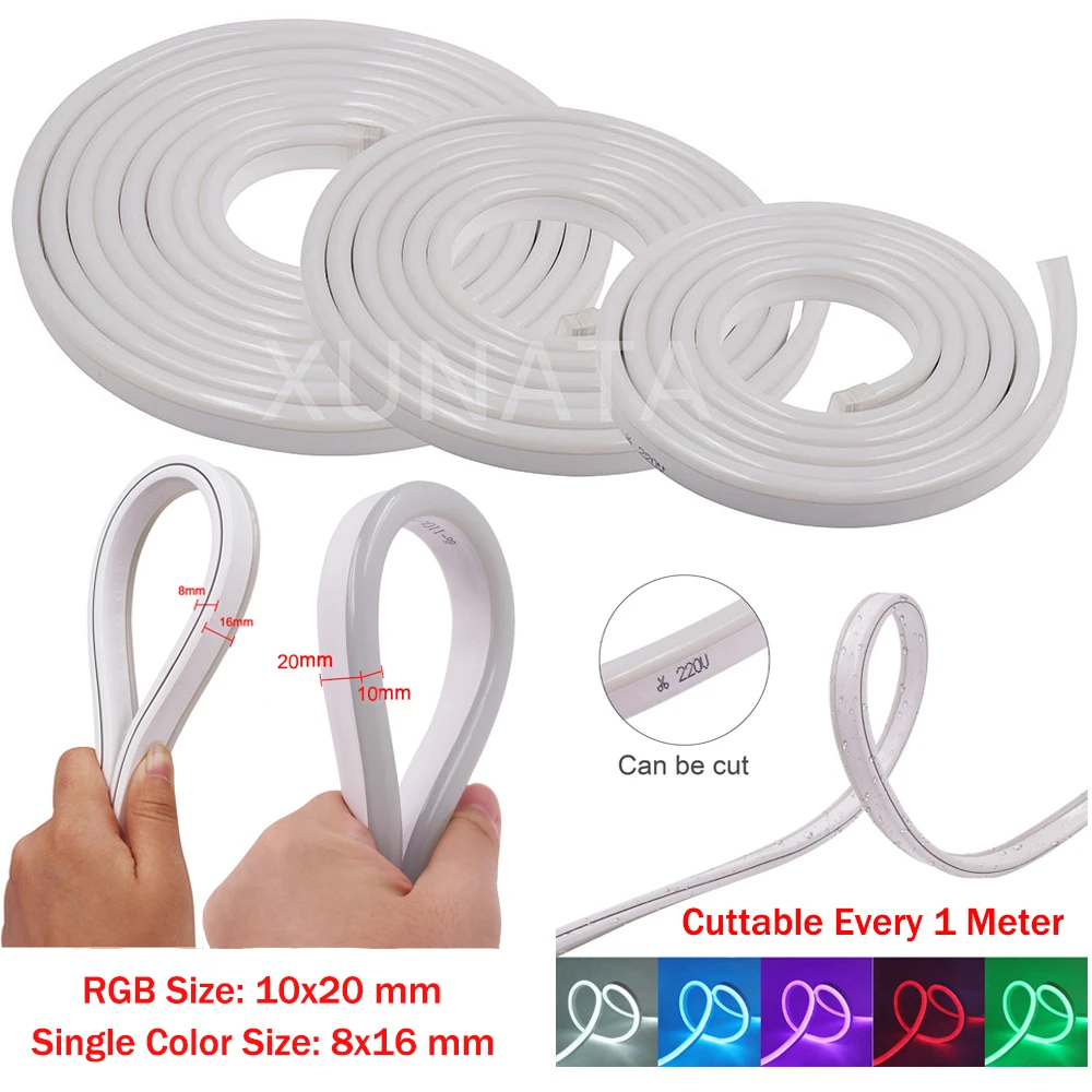 220V Flex LED Neon Rope Light Bluetooth RGB LED Strip Light Flexible Neon Rope Waterpoor Indoor Outdoor for Holiday Home Decor