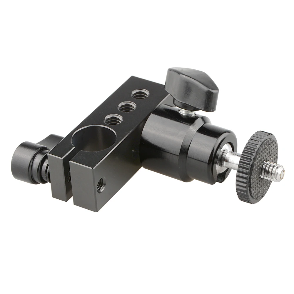 Braçadeira da haste de camvate 15mm única com montagem da cabeça da bola do giro de 360 ° & 1/4 "-20 rosca masculina para a luz do diodo emissor de luz/monitor/montagem da luz flash