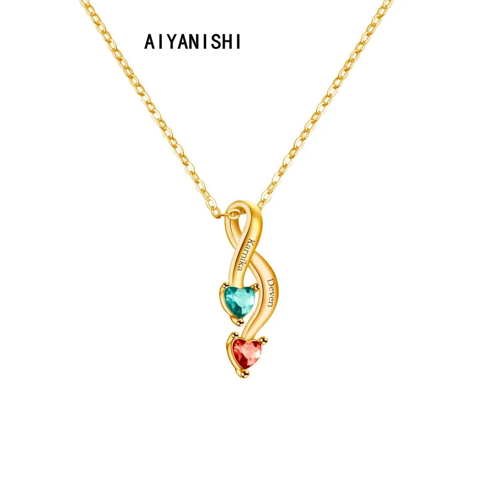 AIYANISHI Fashion Customized Name Charm Necklace for Women Jewelry Gift Custom Your Name BirthStone Crystal Men Chain Necklace