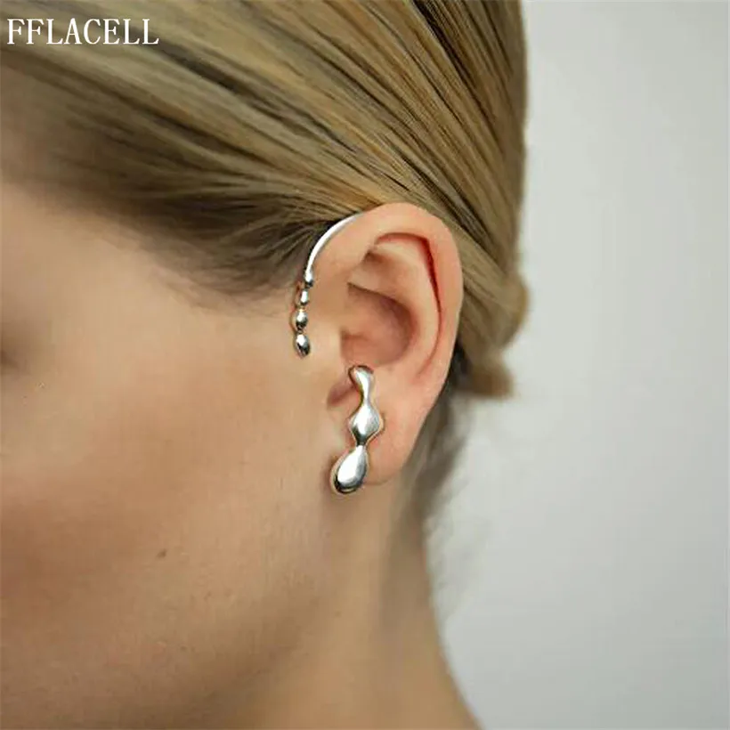 2020 New Trendy Lava Gold Metal Ear Cuff Earrings without Piercing Geometric Cartilage Earring Punk for Women Girl party Jewelry