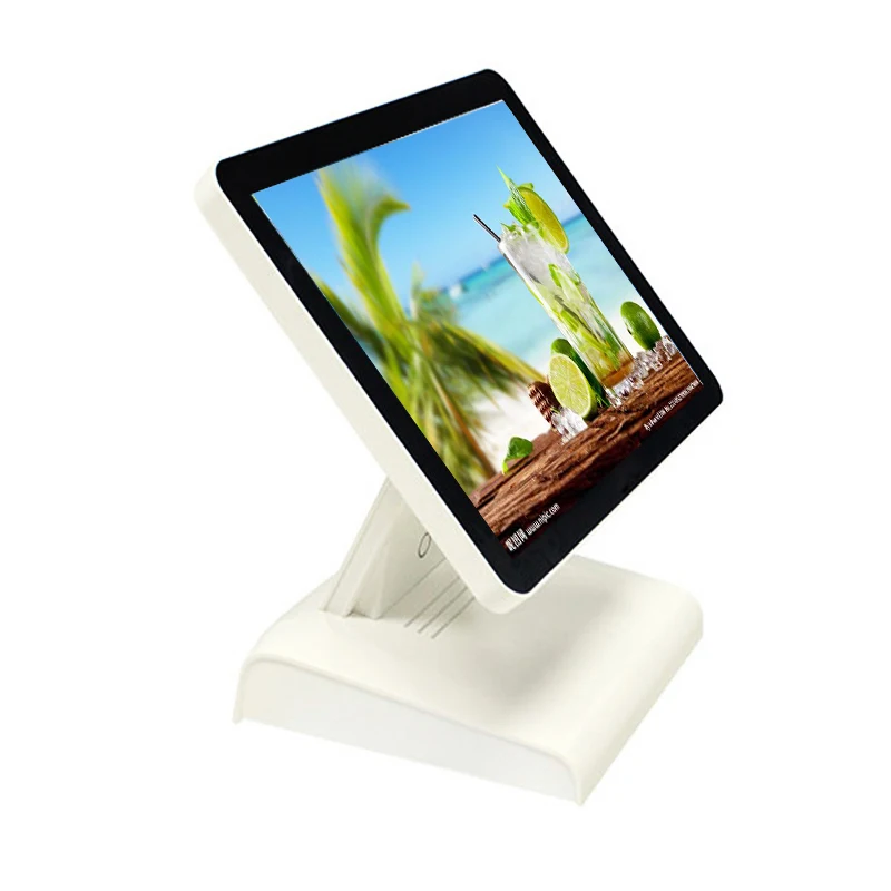 Stock factory price pos system 15inch capacitive touch screen pos all in one fashion white