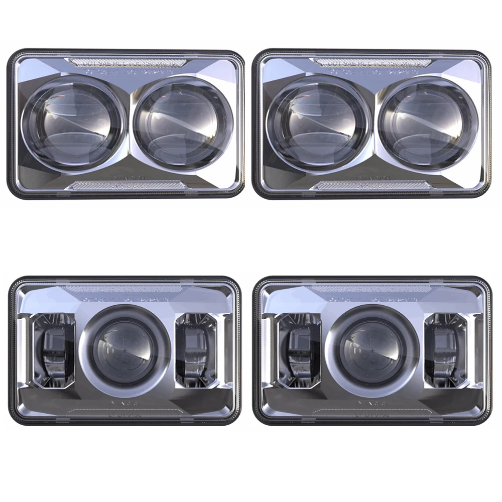 4X6 LED Square Headlight Sealed Beam Bright Hi/Lo Headlamp LED 4pcs/package For Jeep Wrangler Ford ATVs, SUV, Truck, Fork Lift