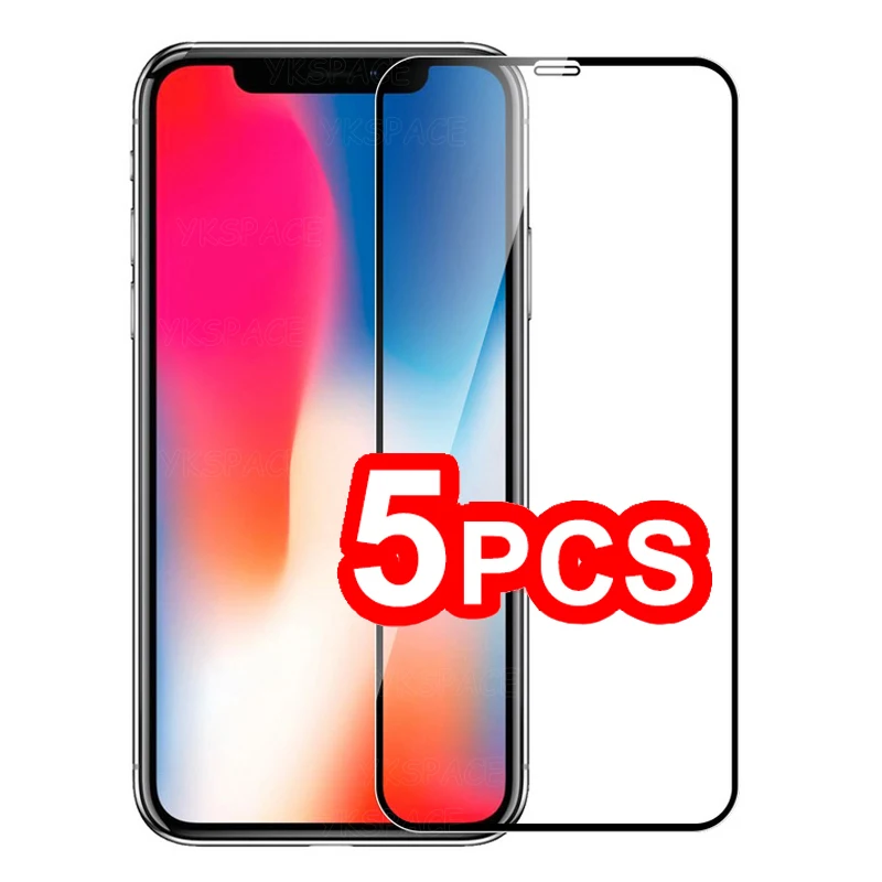 5 قطعة 2.5D واضح حامي الشاشة آيفون X XR XS 11 12 13 Mini Max 6 6s 7 8 Plus SE واقية 9H الزجاج المقسى