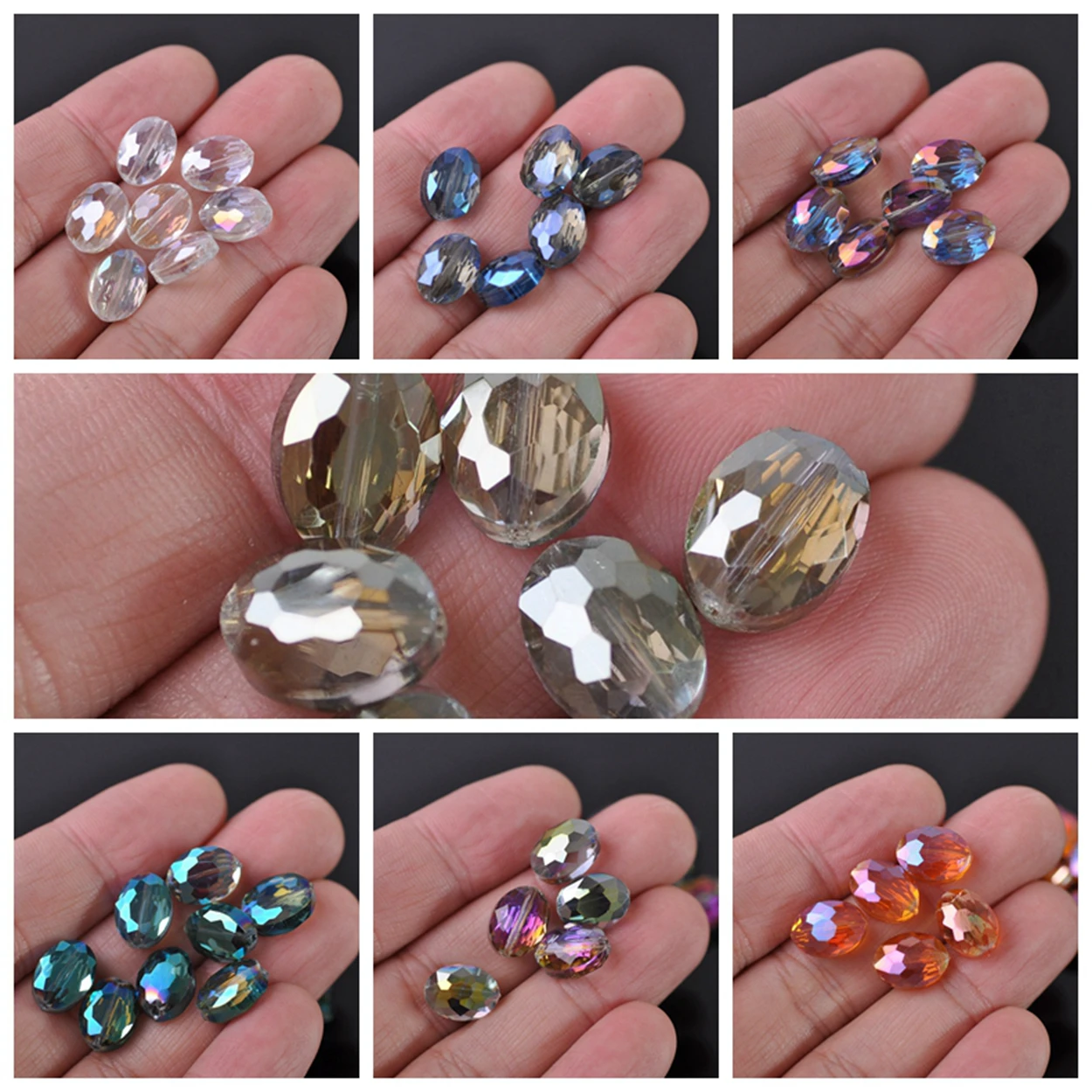 12x9mm 16x12mm 20x16mm Oval Faceted Crystal Glass Loose Beads For Jewelry Making DIY Crafts