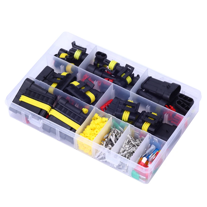 708/352/120Pcs Superseal AMP Tyco Waterproof 12V Electrical Wire Connector Sets Kits with Crimp Terminal Car Fuse medium size