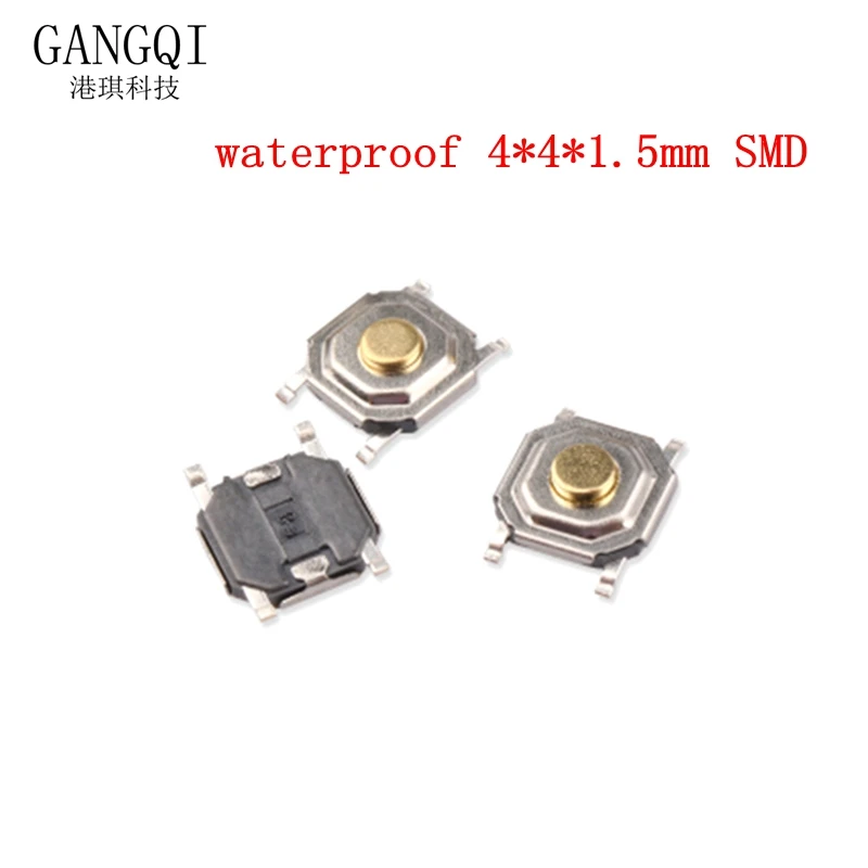 20PCS waterproof 4*4*1.5mm SMD 4pin Light touch switch SMD4 ON/OFF Touch button Touch micro switch 4*4*1.5 keys button