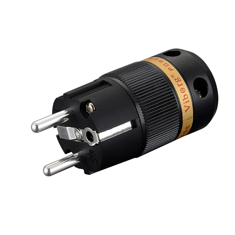 Viborg VE501R+VF501R Pure Copper Rhodium Plated Schuko EU Power Plug European Male connector+IEC Female Connector Plug