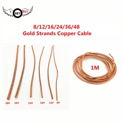 Cabo de cobre trançado para Subwoofer, Ouro Speaker Lead Wire, Cabo DIY, Comprimento 6.5 