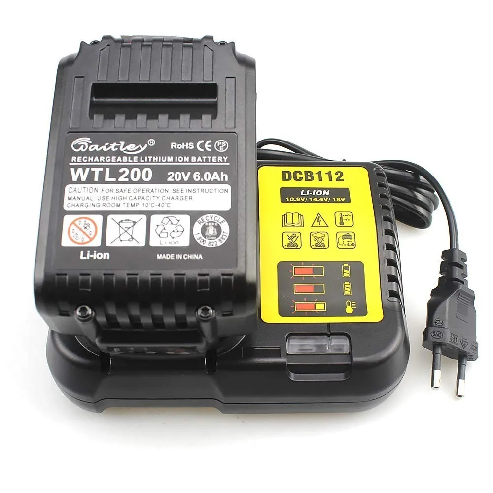 Waitley DCB112 Li-ion Battery Charger Replacement Compatible with Dewalt batteries 10.8V 14.4V 18V EU Plug JUL14-C